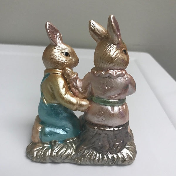 Bunny Rabbit Couple Ceramic Figurine