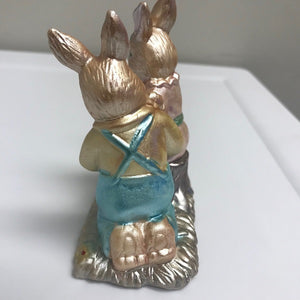 Bunny Rabbit Couple Ceramic Figurine