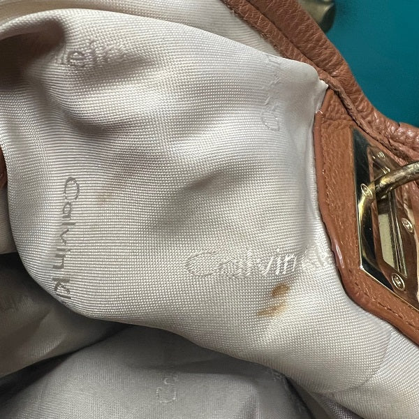 Calvin Klein Brown Leather Shoulder Handbag