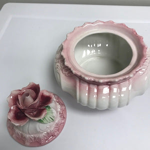 Capodimonte Pink Porcelain Dish With Floral Lid Made In Italy