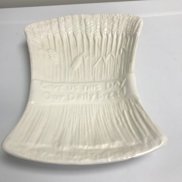 Ceramic Bread Plate Give Us This Day Our Daily Bread Wheat Shaped Plate