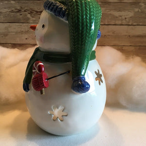 Large Ceramic Snowman Tealight Candle Holder