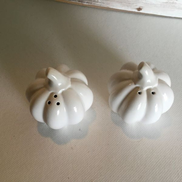 White Pumpkin Salt and Pepper Shakers