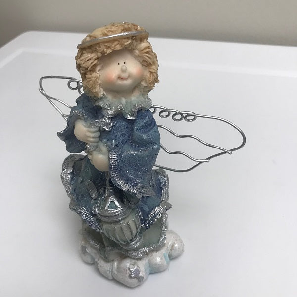 Christmas Angel Figurine Blue Decoration 5 In Figurine 