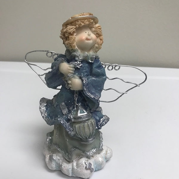 Christmas Angel Figurine Blue Decoration 5 In Figurine 