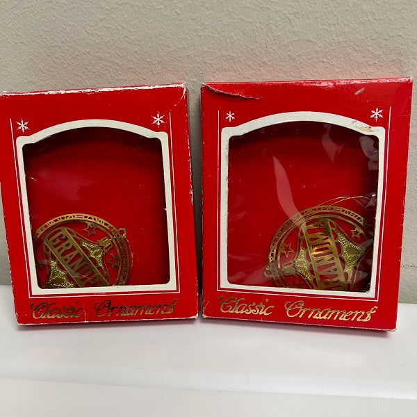 Classic Ornaments Grandma Grandpa Christmas Ornaments Gold Set of 2