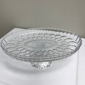 Clear Glass Oval Cake Pedestal Vintage Glassware Server