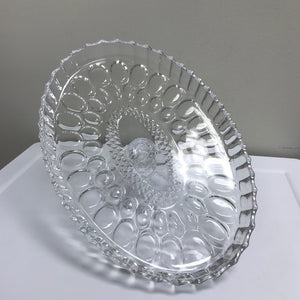 Clear Glass Oval Cake Pedestal Vintage Glassware Server