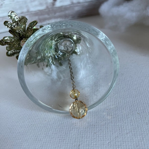 Clear Plastic Bell Christmas Tree Ornament with Doves and Floral Spray