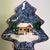 Cooks Bazaar Ceramic Log Cabin Blue Christmas Tree Server