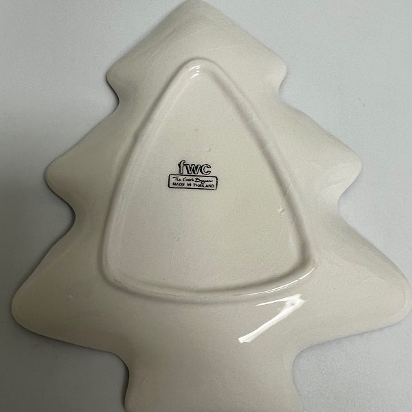 Cooks Bazaar Ceramic Log Cabin Blue Christmas Tree Server