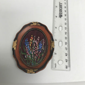 Dollhouse Miniature Brown Tabletop Frame with Floral Picture