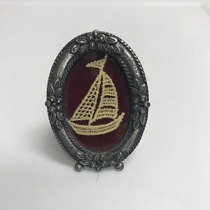 Dollhouse Miniature  Tabletop Frame with Sailboat Picture