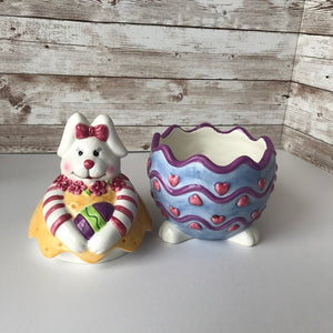 2 piece Easter bunny candy dish 