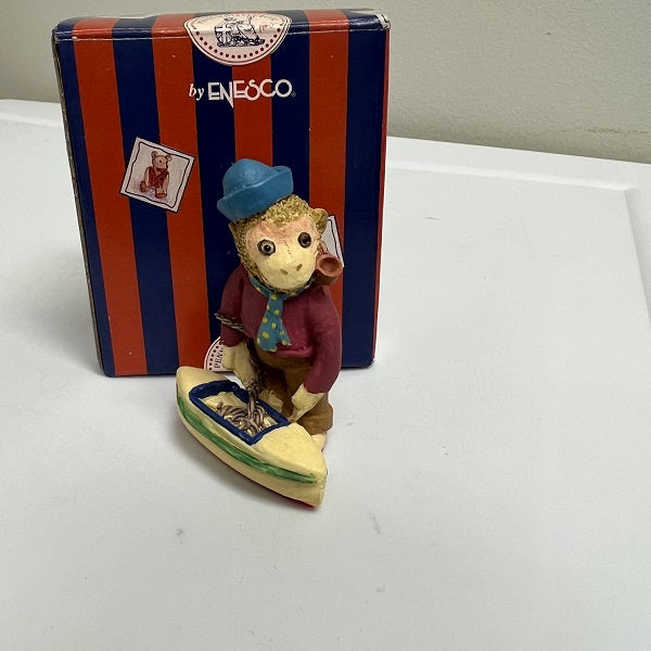 Enesco Penny Whistle Lane Sam Monkey w Sail Boat Figurine 1993