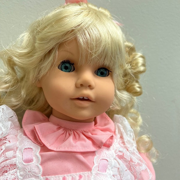 Engel Puppe Doll 17 inch Blond Hair Pink Dress