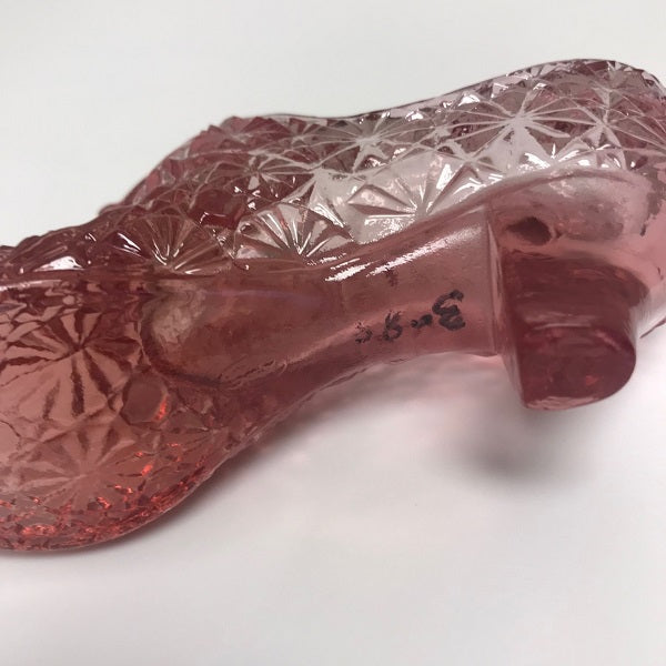 フェントン ピンクイリデセントガラス デイジー＆ボタン Slipper VINTAGE Fenton Art Glass Pink Daisy Button Cat Head Slipper
