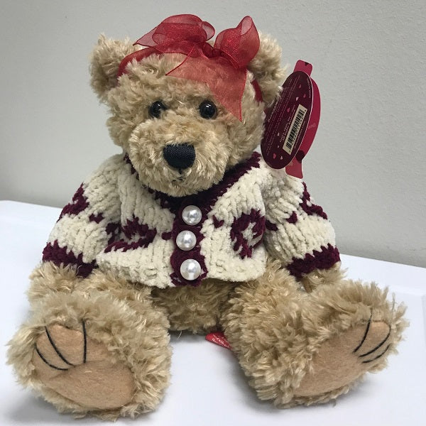 First & Main Plush Teddy Bear Scraggles With Heart Sweater