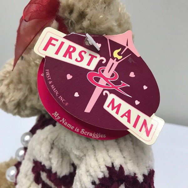 First & Main Plush Teddy Bear Scraggles With Heart Sweater