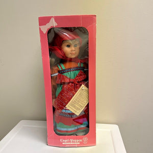 Germany Engel Puppe Blond Hair Doll Rd Green Dress 15inch