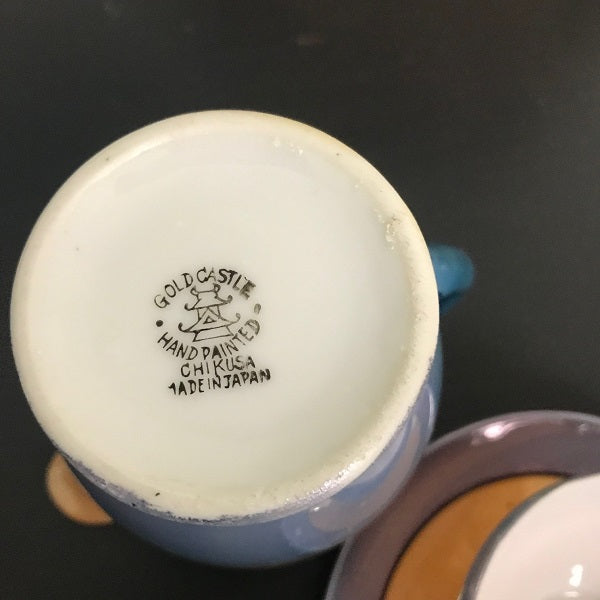 Gold Castle Porcelain Teapot Teacup And Saucer Hand Painted