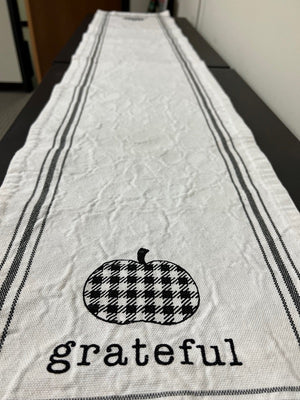 Grateful Table Runner 64 inches Black and White Checkered Apple