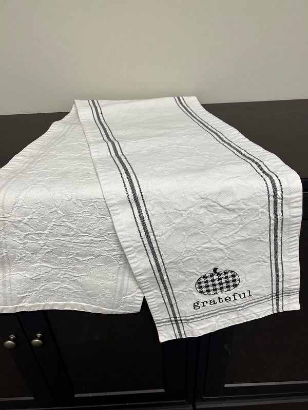 Grateful Table Runner 64 inches Black and White Checkered Apple