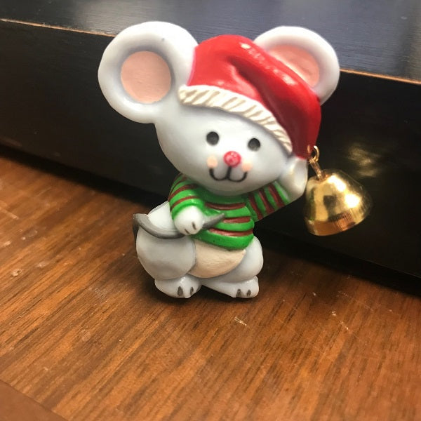 Hallmark Holiday Pin Mouse with Jingle Bell Brooch