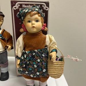 Handpainted Bisque Porcelain Alpine Boy and Girl 10in Figurines