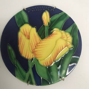 Hanging Tile Trivet Home Décor Blue Trivet With Yellow Tulips