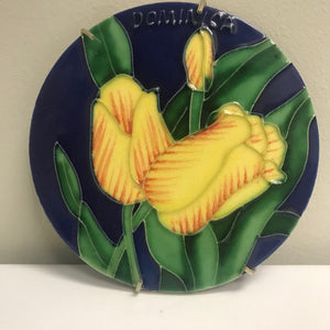 Hanging Tile Trivet Home Décor Blue Trivet With Yellow Tulips