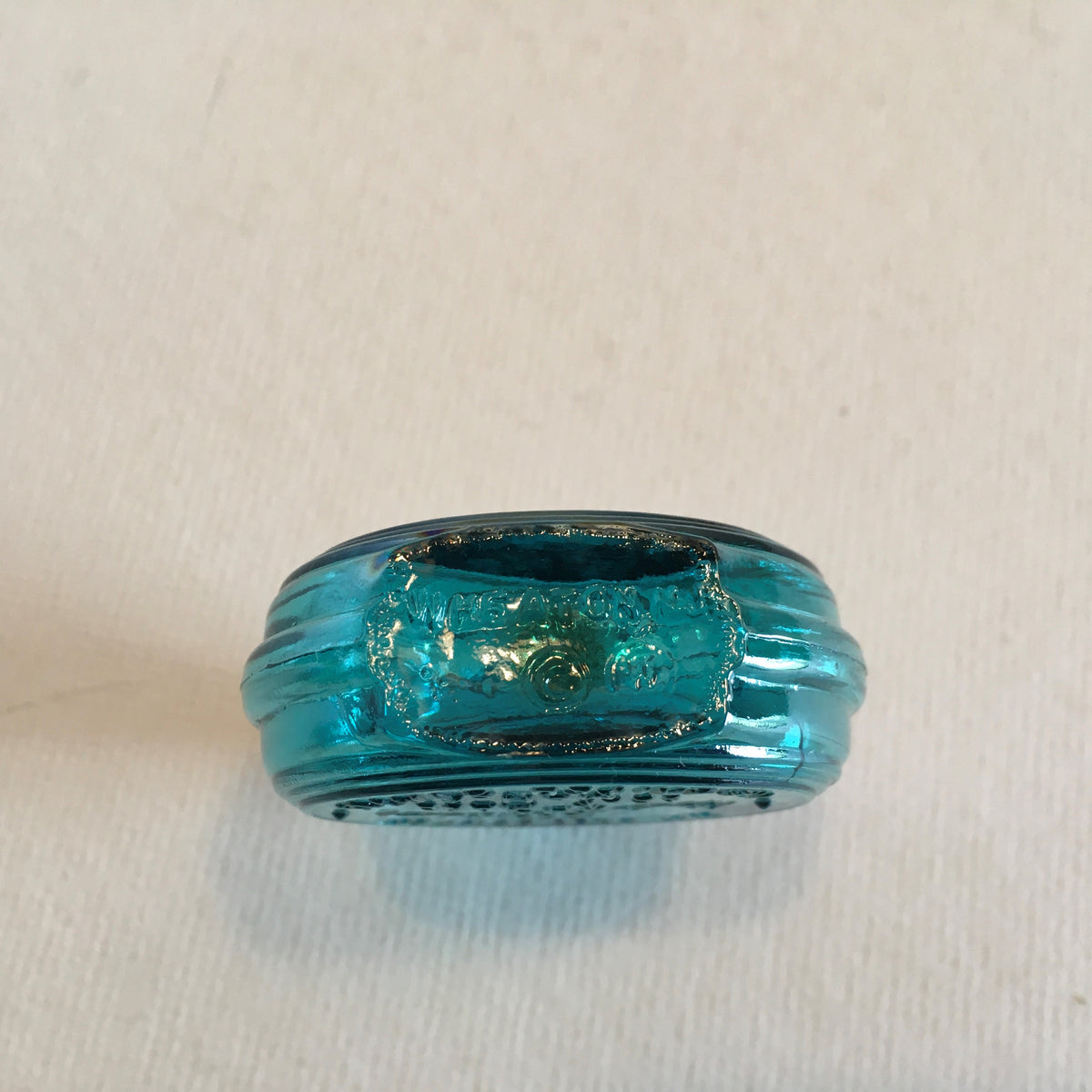 Herbert Hoover Mini Blue Carnival Glass Bottle