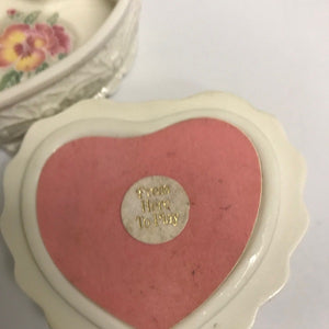 Heritage House Porcelain Heart Shaped Trinket Jewelry Box Love Me Tender