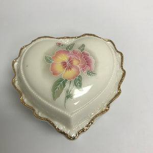 Heritage House Porcelain Heart Shaped Trinket Jewelry Box Love Me Tender