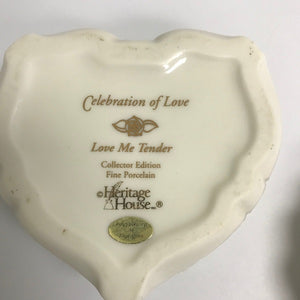 Heritage House Porcelain Heart Shaped Trinket Jewelry Box Love Me Tender