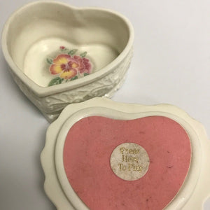 Heritage House Porcelain Heart Shaped Trinket Jewelry Box Love Me Tender