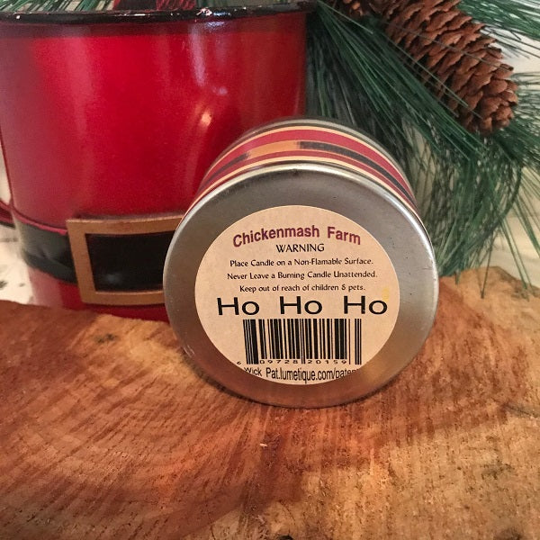 Ho Ho Ho Holiday Wood Wick Candle | Crackling "Ho Ho Cake" Travel Tin