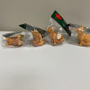 Holiday Cat Ornament Lot of 4 Hand Painted Tiger Striped Cat Ornaments