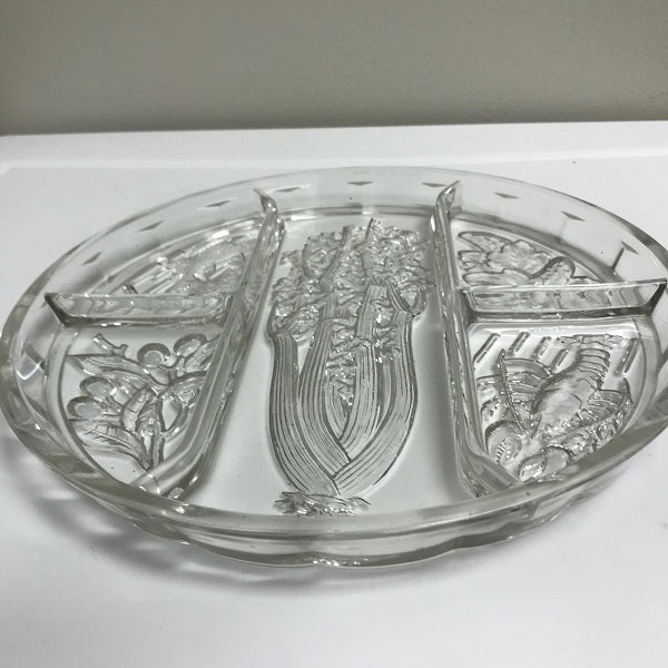 Indiana Glass Round Divided Relish Tray 10.25 Inch Serving Dish