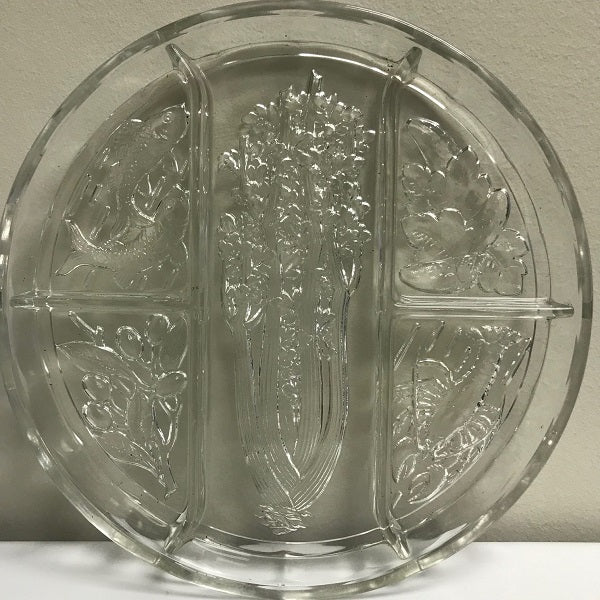 Indiana Glass Round Divided Relish Tray 10.25 Inch Serving Dish