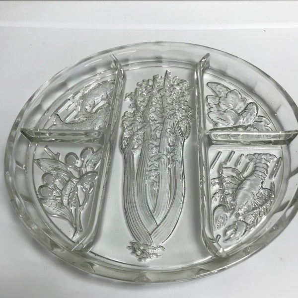 Indiana Glass Round Divided Relish Tray 10.25 Inch Serving Dish