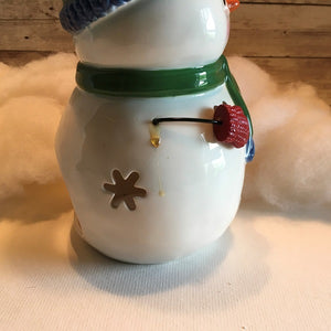 Large Ceramic Snowman Tealight Candle Holder