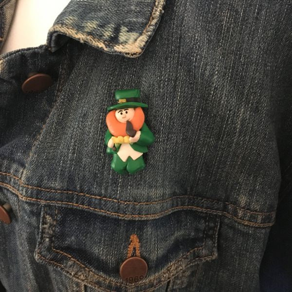Leprechaun Brooch | Acrylic St. Patrick's Day Leprechaun Pin