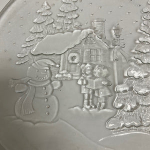 Libbey Embossed Clear Glass Holiday Serving Platter 13in