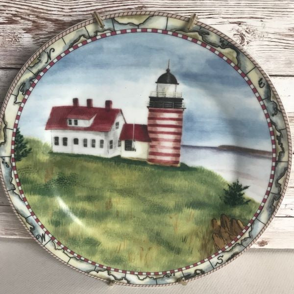 Lighthouses American Atelier Signals Porcelain 8” Plate West Quoddy Head