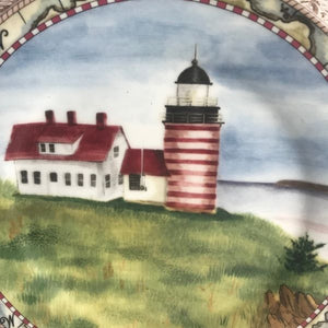 Lighthouses American Atelier Signals Porcelain 8” Plate West Quoddy Head