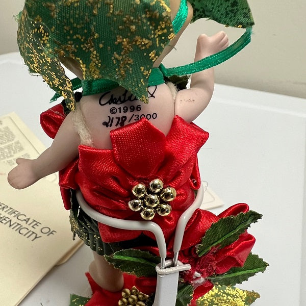 Marie Osmond Porcelain Flower Babies Figurine w Poinsettias