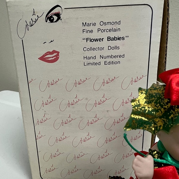 Marie Osmond Porcelain Flower Babies Figurine w Poinsettias