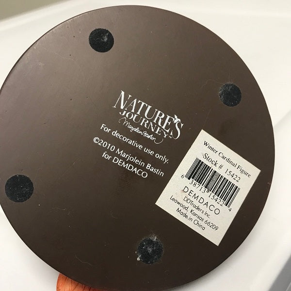 Marjolien Bastin Natures Journey Winter Cardinal Figure On Base