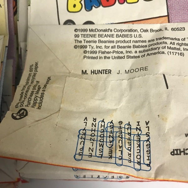 McDonalds Happy Meal Paper Bags. Ty Beanie Babies Happy Meal Bags